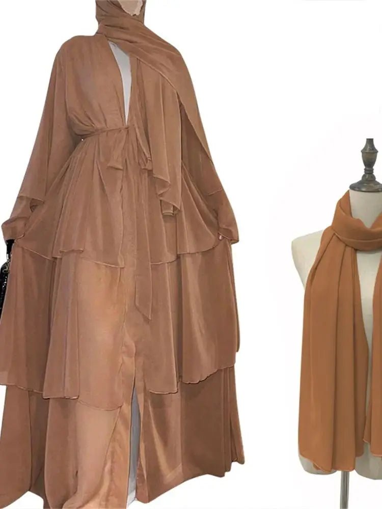Summer Open Chiffon Khimar Kimono Abaya Dubai Luxury 2024 Muslim Sets Modest Kaftan Hijab Dresses For Women Islam Kebaya Damen - flohmarkt-deutschland.shop