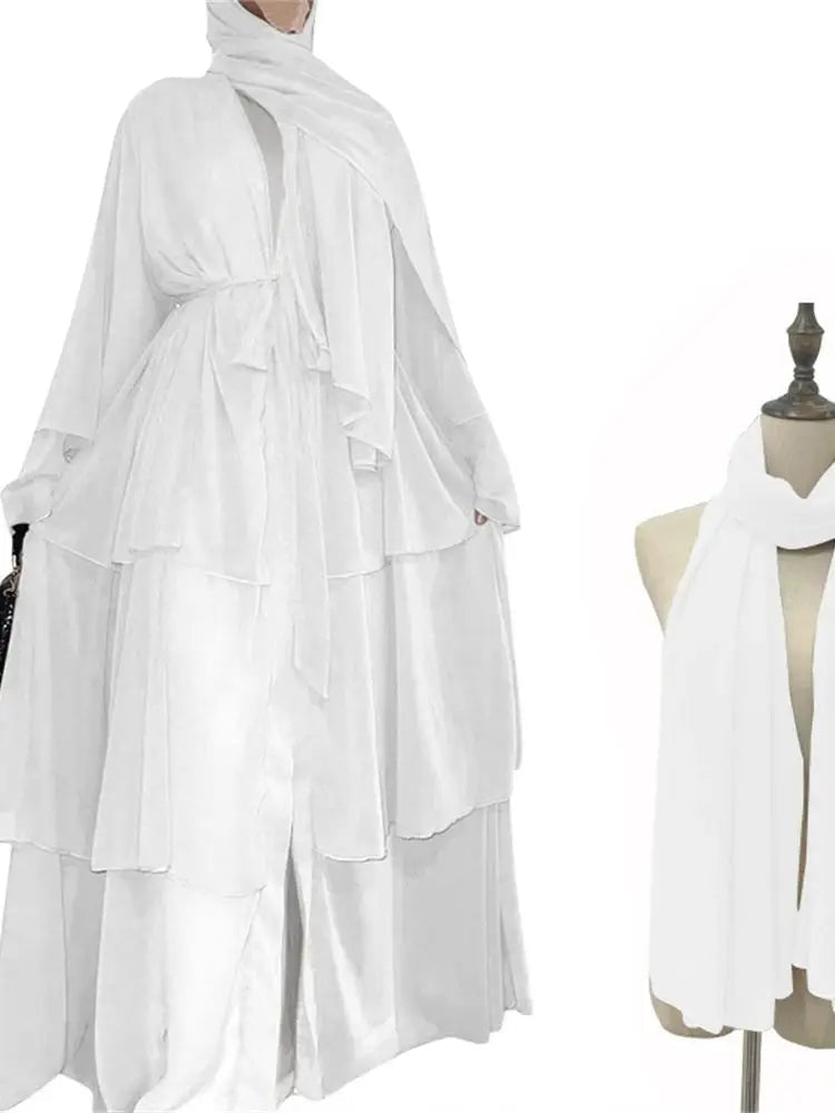 Summer Open Chiffon Khimar Kimono Abaya Dubai Luxury 2024 Muslim Sets Modest Kaftan Hijab Dresses For Women Islam Kebaya Damen - flohmarkt-deutschland.shop