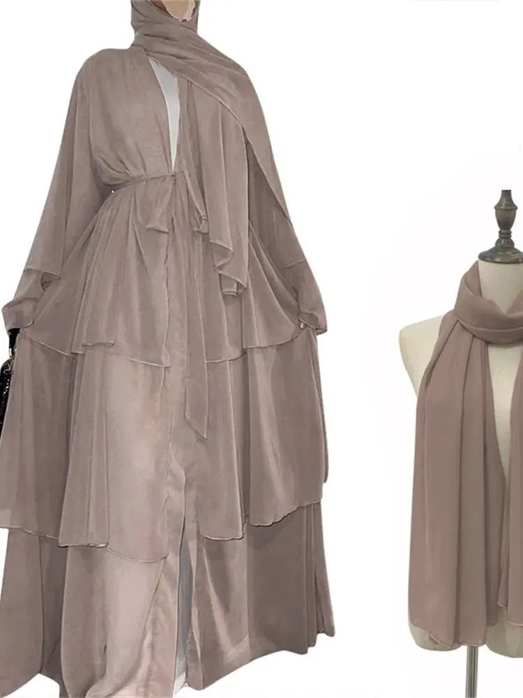 Summer Open Chiffon Khimar Kimono Abaya Dubai Luxury 2024 Muslim Sets Modest Kaftan Hijab Dresses For Women Islam Kebaya Damen - flohmarkt-deutschland.shop