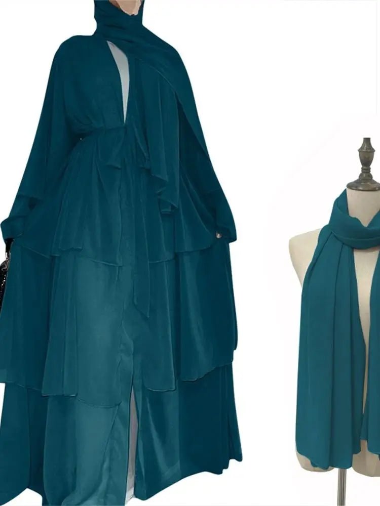 Summer Open Chiffon Khimar Kimono Abaya Dubai Luxury 2024 Muslim Sets Modest Kaftan Hijab Dresses For Women Islam Kebaya Damen - flohmarkt-deutschland.shop