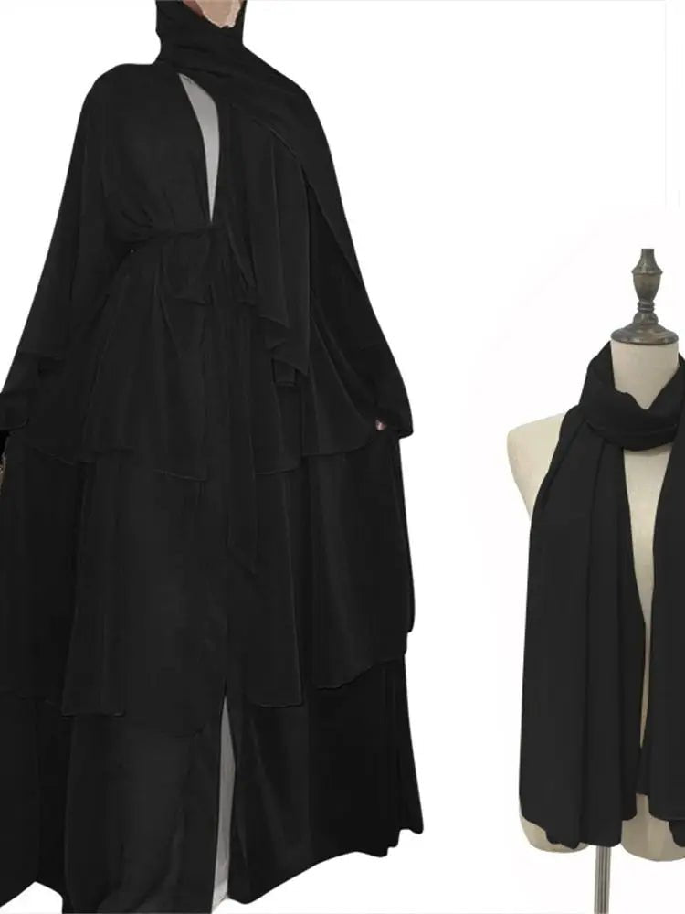 Summer Open Chiffon Khimar Kimono Abaya Dubai Luxury 2024 Muslim Sets Modest Kaftan Hijab Dresses For Women Islam Kebaya Damen - flohmarkt-deutschland.shop