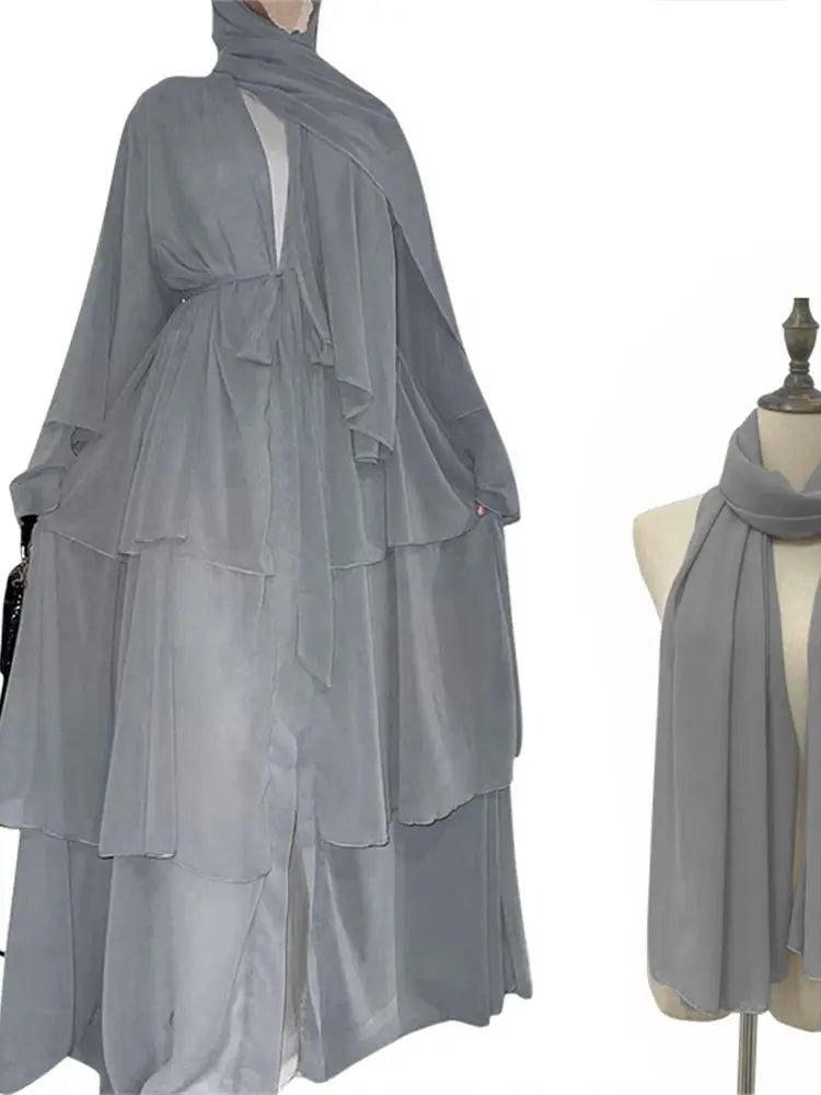 Summer Open Chiffon Khimar Kimono Abaya Dubai Luxury 2024 Muslim Sets Modest Kaftan Hijab Dresses For Women Islam Kebaya Damen - flohmarkt-deutschland.shop