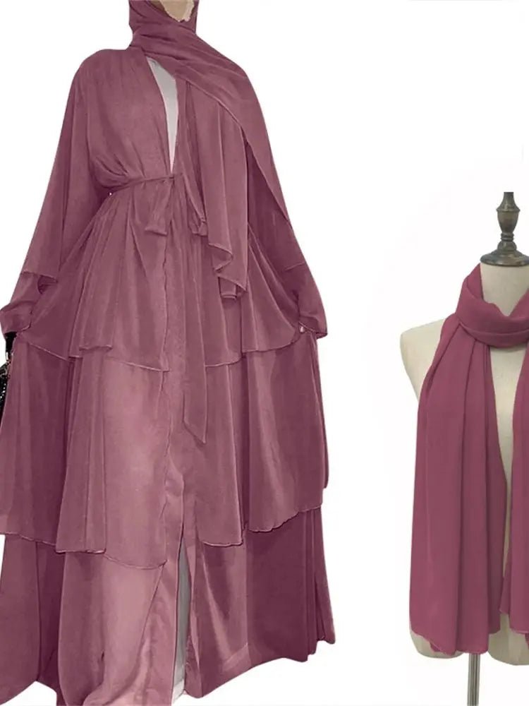 Summer Open Chiffon Khimar Kimono Abaya Dubai Luxury 2024 Muslim Sets Modest Kaftan Hijab Dresses For Women Islam Kebaya Damen - flohmarkt-deutschland.shop