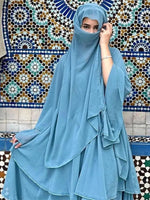 Summer Open Chiffon Khimar Kimono Abaya Dubai Luxury 2024 Muslim Sets Modest Kaftan Hijab Dresses For Women Islam Kebaya Damen - flohmarkt-deutschland.shop