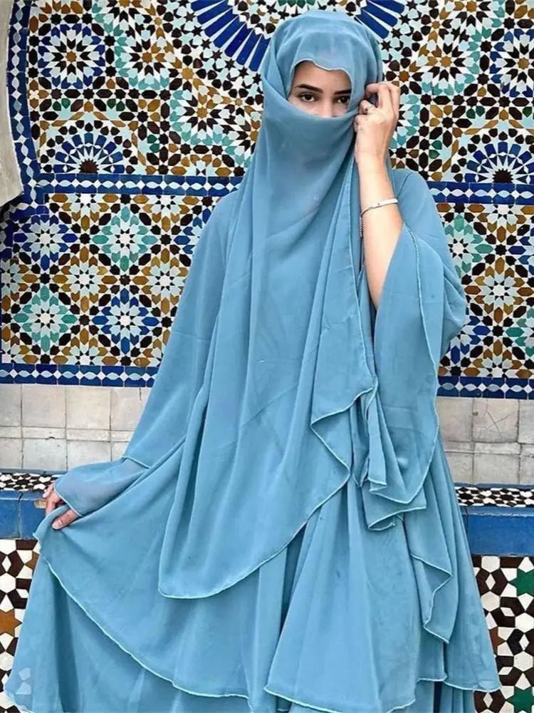 Summer Open Chiffon Khimar Kimono Abaya Dubai Luxury 2024 Muslim Sets Modest Kaftan Hijab Dresses For Women Islam Kebaya Damen - flohmarkt-deutschland.shop