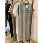 Summer Thin Plus Size Loose Short Sleeved Dress Women 2025 New Letter Printed Simple Round Neck Dress - flohmarkt-deutschland.shop