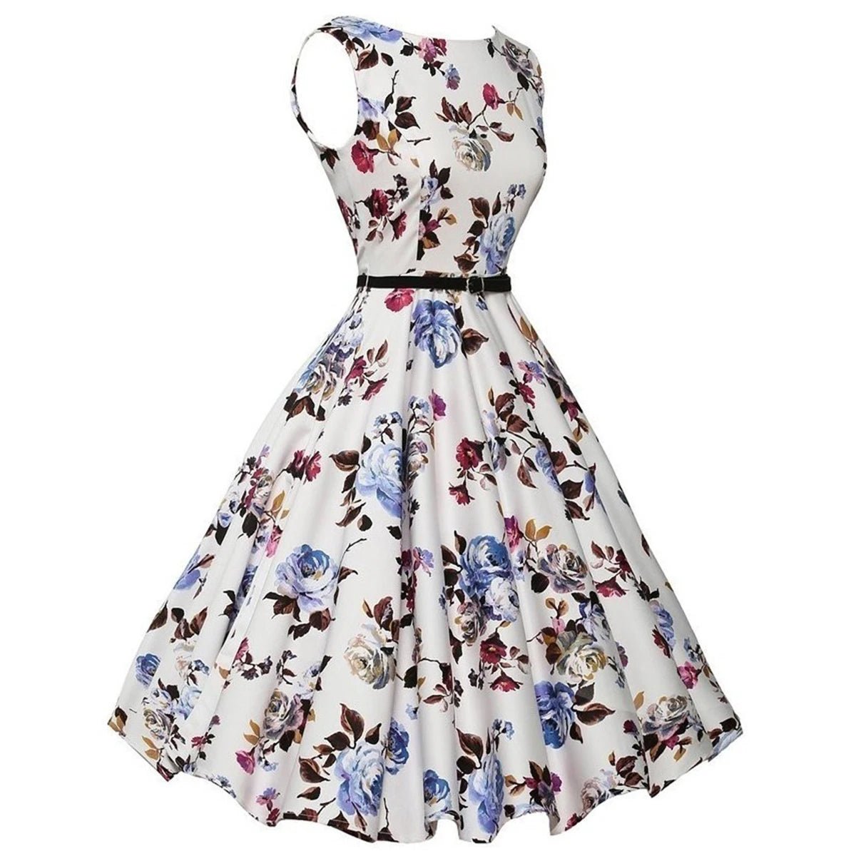 Summer Vestidos Dress Clothing Floral Robe Retro Swing Casual Vintage Rockabilly Dresses - flohmarkt-deutschland.shop