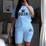 Summer Womens Tracksuit Queen Printing T-Shirt+Shorts 2 Piece Sets Fashion Casual Sportswear Clothing Luxury Jogging Short Suit - flohmarkt-deutschland.shop