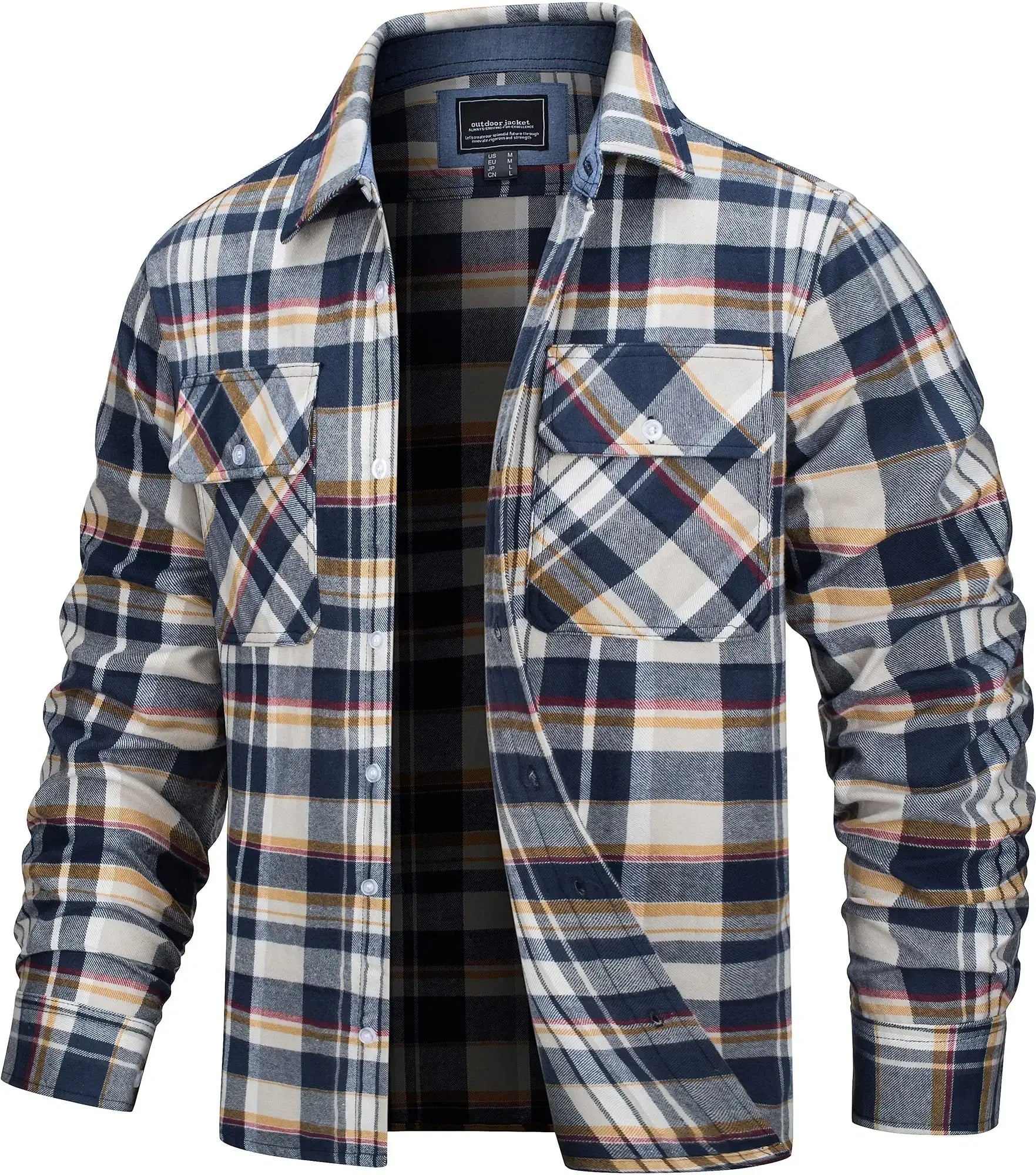 TACVASEN Oversize Leichte Hemd Jacke Taste Unten Baumwolle Plaid Shirts Herren Langarm Streetwear Flanell Shirts W/Taschen - flohmarkt-deutschland.shop