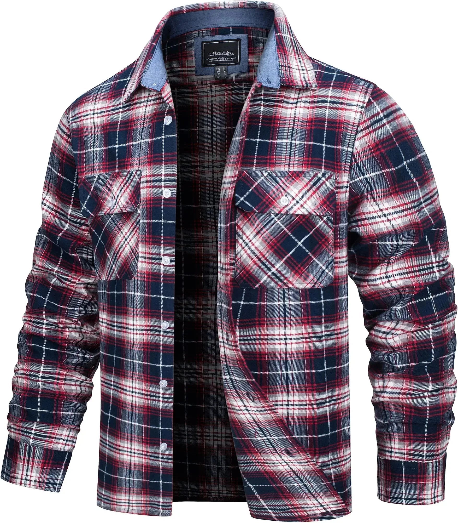 TACVASEN Oversize Leichte Hemd Jacke Taste Unten Baumwolle Plaid Shirts Herren Langarm Streetwear Flanell Shirts W/Taschen - flohmarkt-deutschland.shop