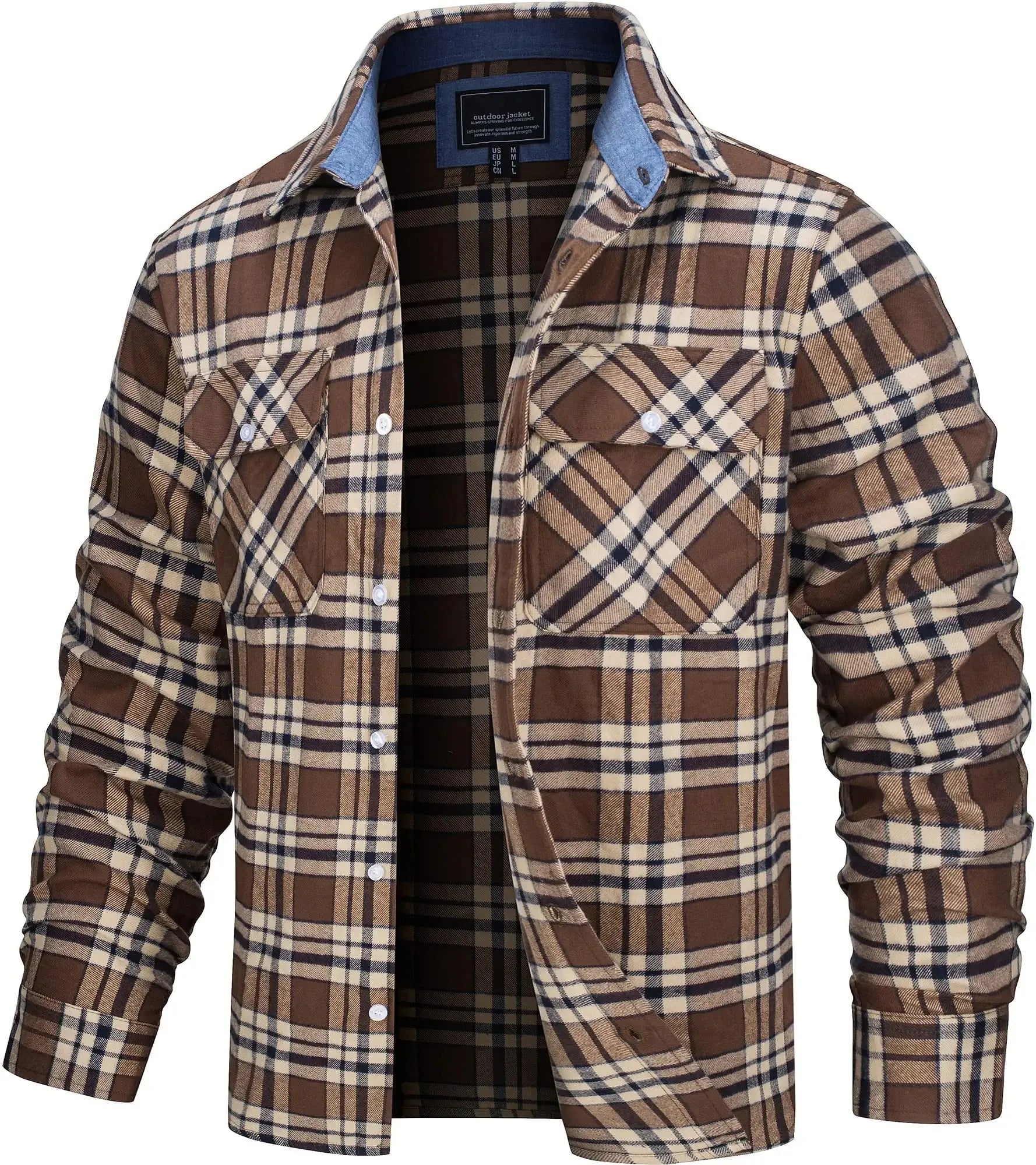 TACVASEN Oversize Leichte Hemd Jacke Taste Unten Baumwolle Plaid Shirts Herren Langarm Streetwear Flanell Shirts W/Taschen - flohmarkt-deutschland.shop