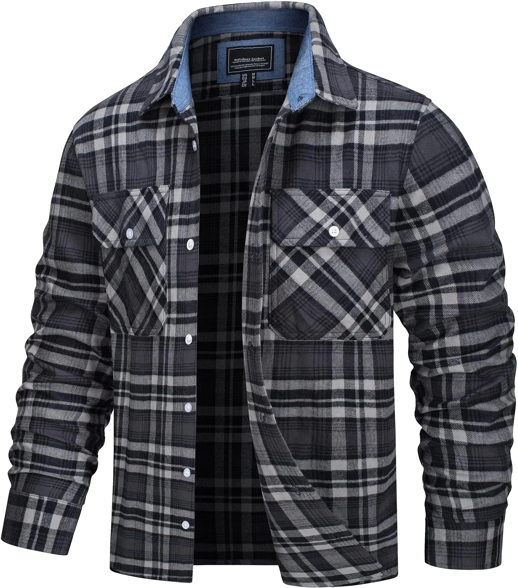 TACVASEN Oversize Leichte Hemd Jacke Taste Unten Baumwolle Plaid Shirts Herren Langarm Streetwear Flanell Shirts W/Taschen - flohmarkt-deutschland.shop