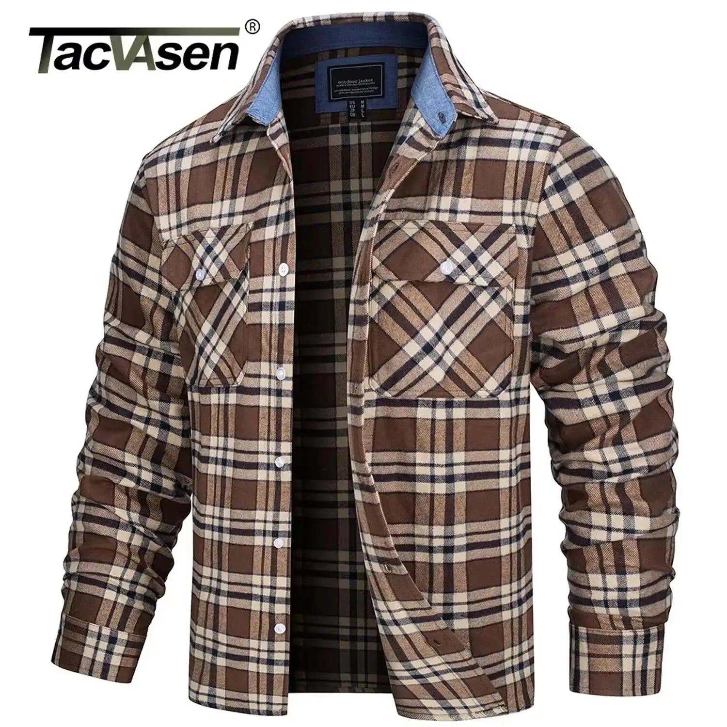 TACVASEN Oversize Leichte Hemd Jacke Taste Unten Baumwolle Plaid Shirts Herren Langarm Streetwear Flanell Shirts W/Taschen - flohmarkt-deutschland.shop