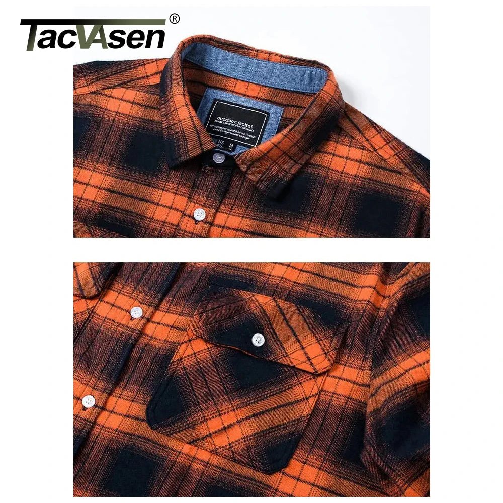TACVASEN Oversize Leichte Hemd Jacke Taste Unten Baumwolle Plaid Shirts Herren Langarm Streetwear Flanell Shirts W/Taschen - flohmarkt-deutschland.shop