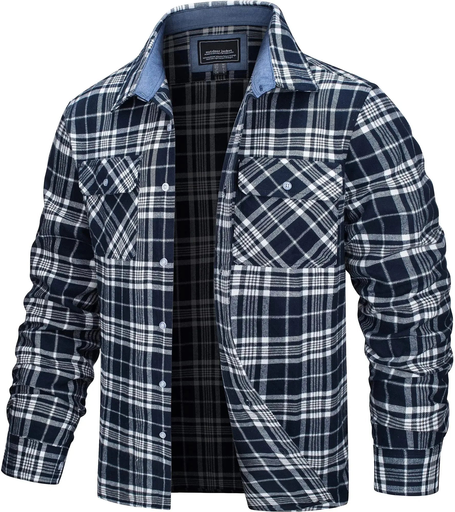TACVASEN Oversize Leichte Hemd Jacke Taste Unten Baumwolle Plaid Shirts Herren Langarm Streetwear Flanell Shirts W/Taschen - flohmarkt-deutschland.shop