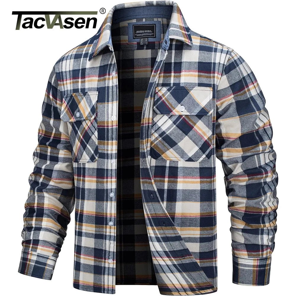 TACVASEN Oversize Leichte Hemd Jacke Taste Unten Baumwolle Plaid Shirts Herren Langarm Streetwear Flanell Shirts W/Taschen - flohmarkt-deutschland.shop