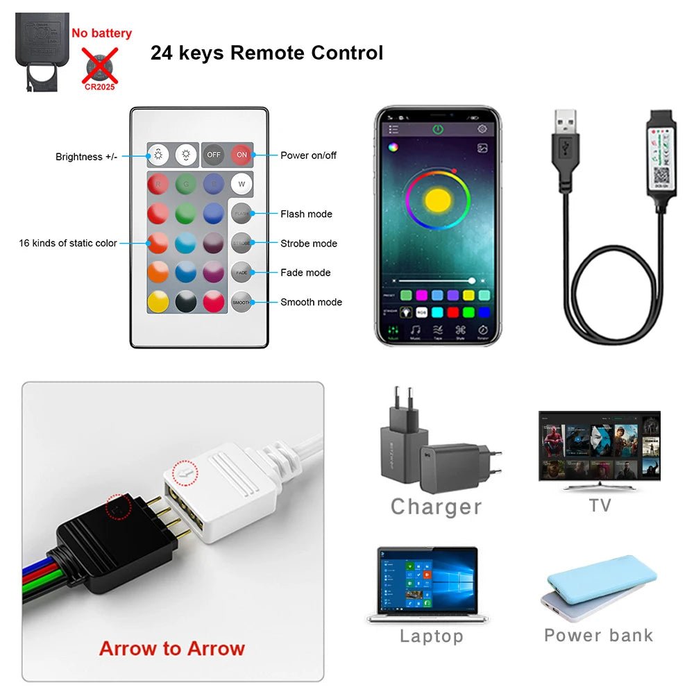 Tape Bluetooth USB LED Strip Light 5050 SMD 5V USB RGB Lights Flexible LED Lamp Tape Ribbon RGB Self-adhesive TV Desktop Diode - flohmarkt-deutschland.shop