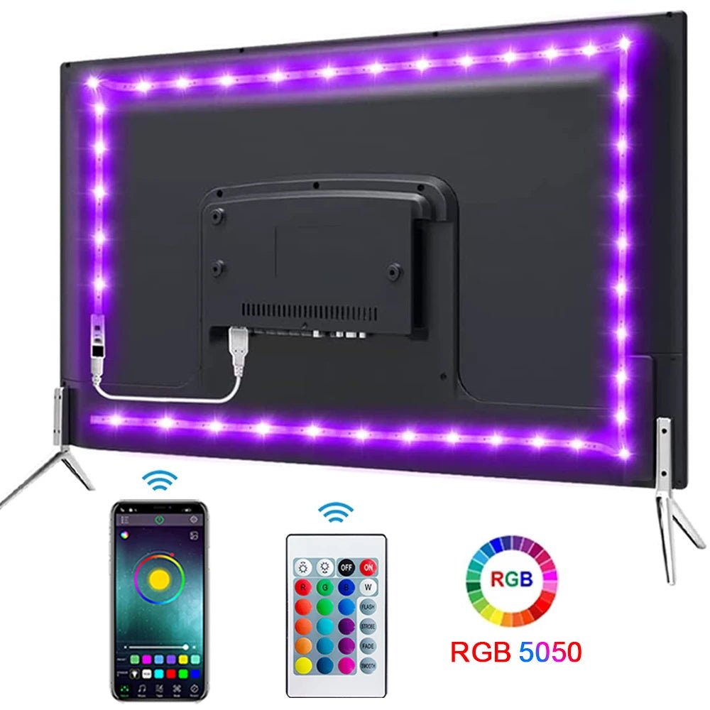 Tape Bluetooth USB LED Strip Light 5050 SMD 5V USB RGB Lights Flexible LED Lamp Tape Ribbon RGB Self-adhesive TV Desktop Diode - flohmarkt-deutschland.shop