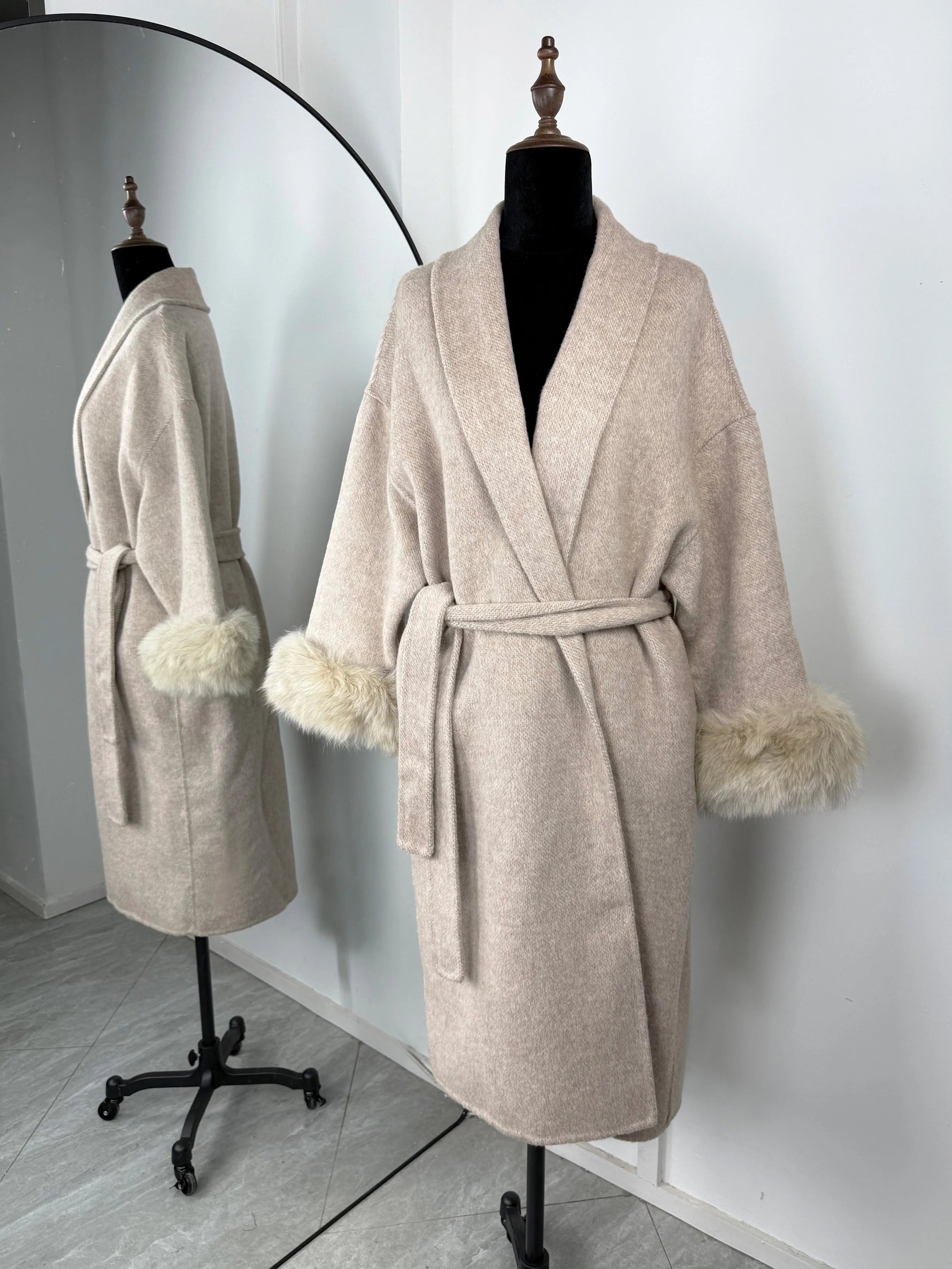 TARUXY Fuchspelz-Wollmäntel für Damen, kurzer Mantel, Bürodame, abnehmbarer, eleganter doppelseitiger Wollmantel, 2025, neue Strickjacke - flohmarkt-deutschland.shop