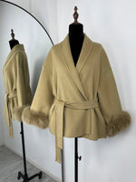 TARUXY Fuchspelz-Wollmäntel für Damen, kurzer Mantel, Bürodame, abnehmbarer, eleganter doppelseitiger Wollmantel, 2025, neue Strickjacke - flohmarkt-deutschland.shop