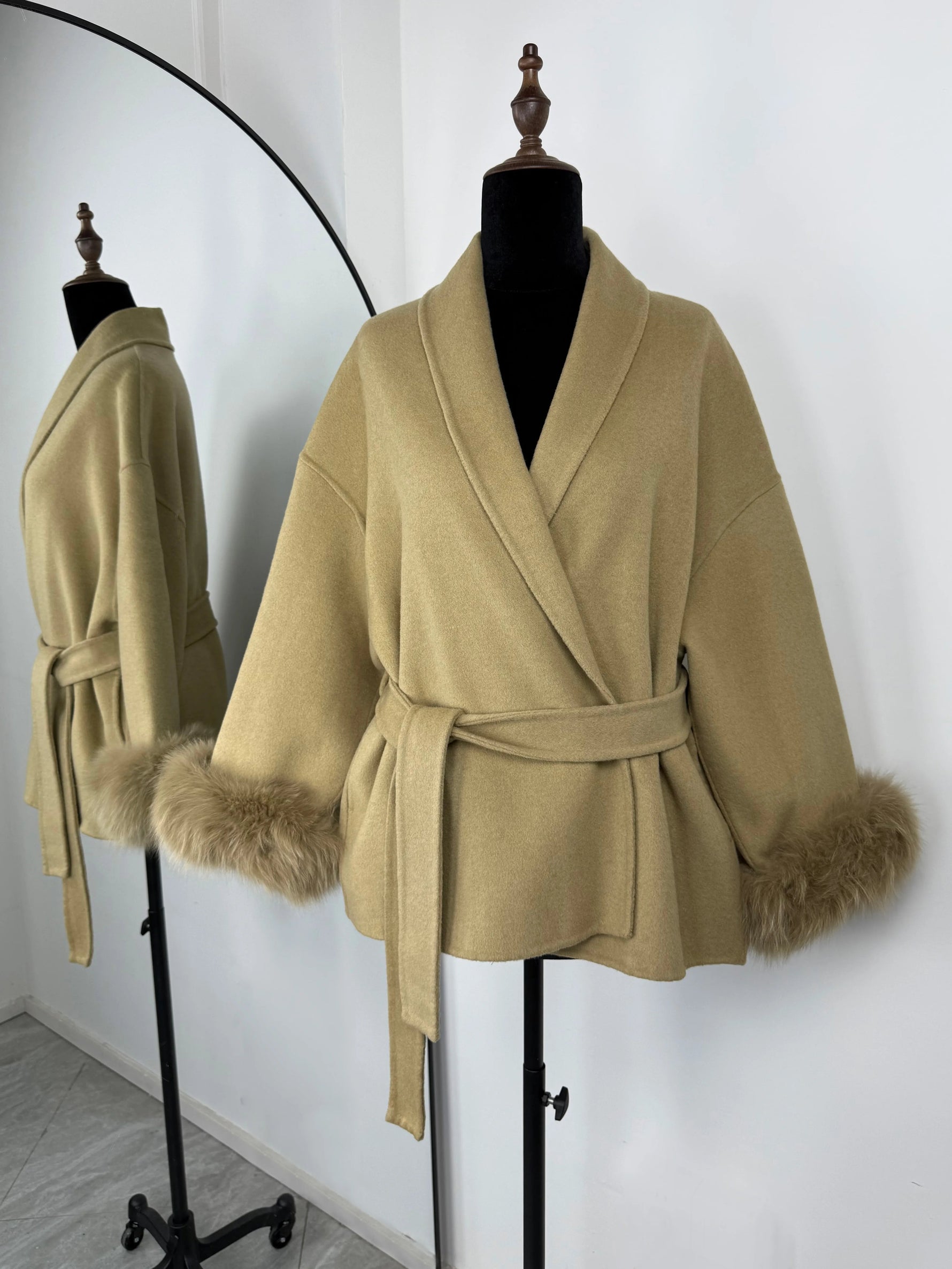 TARUXY Fuchspelz-Wollmäntel für Damen, kurzer Mantel, Bürodame, abnehmbarer, eleganter doppelseitiger Wollmantel, 2025, neue Strickjacke - flohmarkt-deutschland.shop