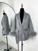 TARUXY Fuchspelz-Wollmäntel für Damen, kurzer Mantel, Bürodame, abnehmbarer, eleganter doppelseitiger Wollmantel, 2025, neue Strickjacke - flohmarkt-deutschland.shop