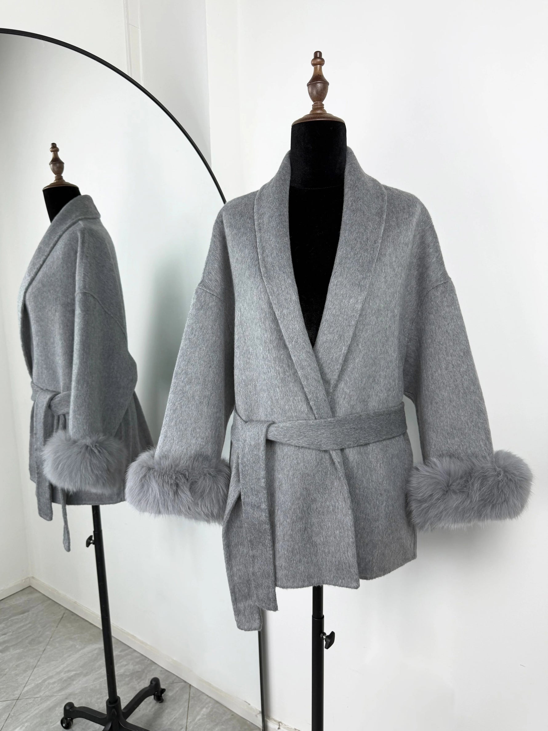 TARUXY Fuchspelz-Wollmäntel für Damen, kurzer Mantel, Bürodame, abnehmbarer, eleganter doppelseitiger Wollmantel, 2025, neue Strickjacke - flohmarkt-deutschland.shop