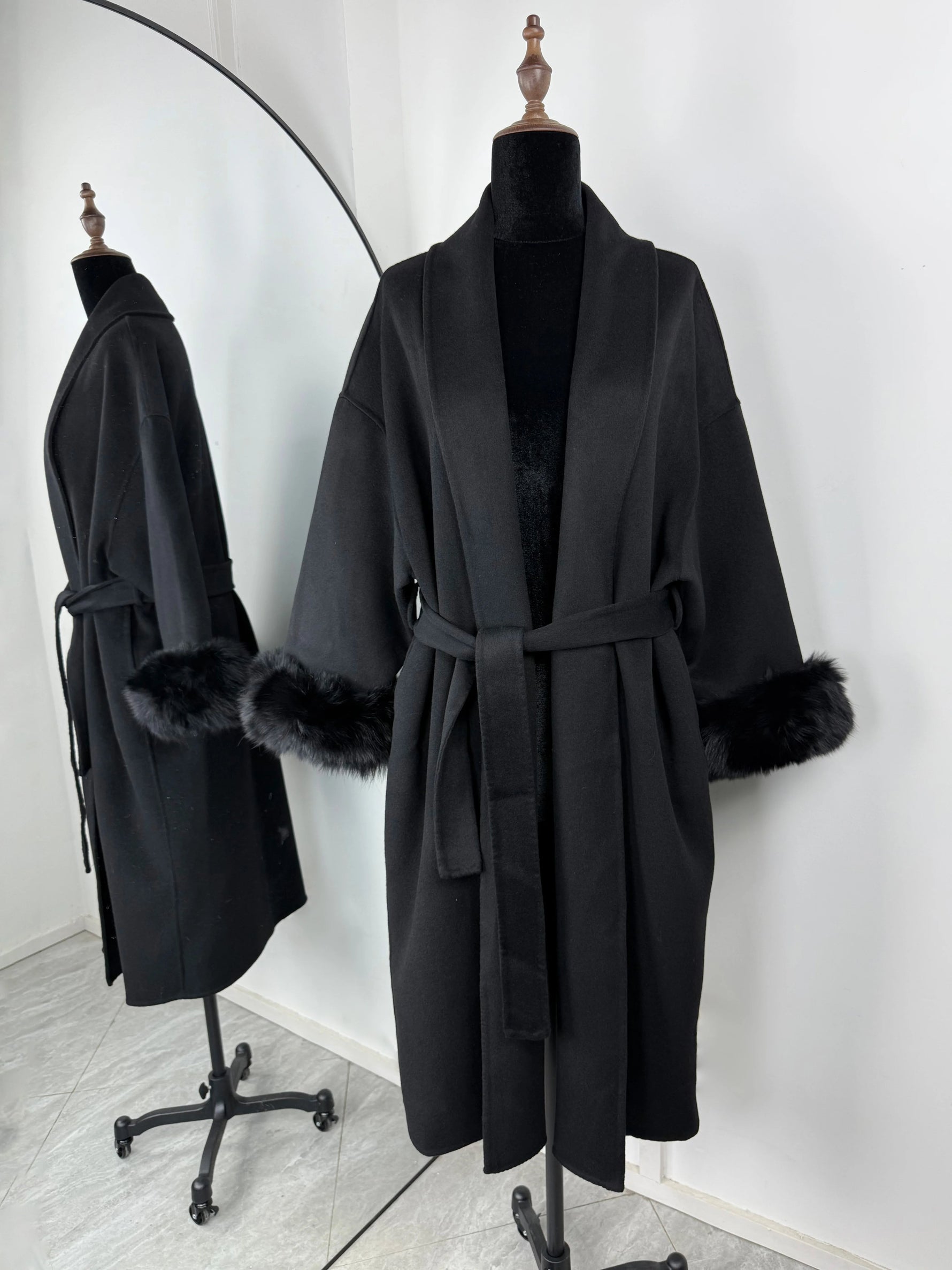 TARUXY Fuchspelz-Wollmäntel für Damen, kurzer Mantel, Bürodame, abnehmbarer, eleganter doppelseitiger Wollmantel, 2025, neue Strickjacke - flohmarkt-deutschland.shop