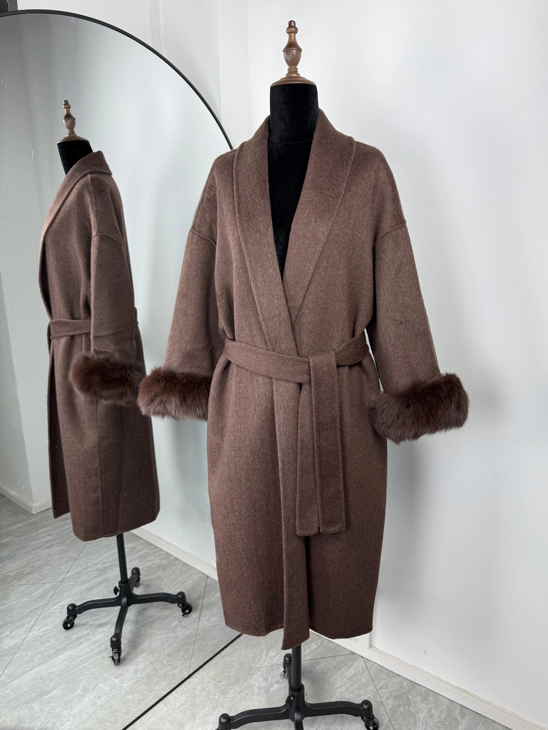 TARUXY Fuchspelz-Wollmäntel für Damen, kurzer Mantel, Bürodame, abnehmbarer, eleganter doppelseitiger Wollmantel, 2025, neue Strickjacke - flohmarkt-deutschland.shop