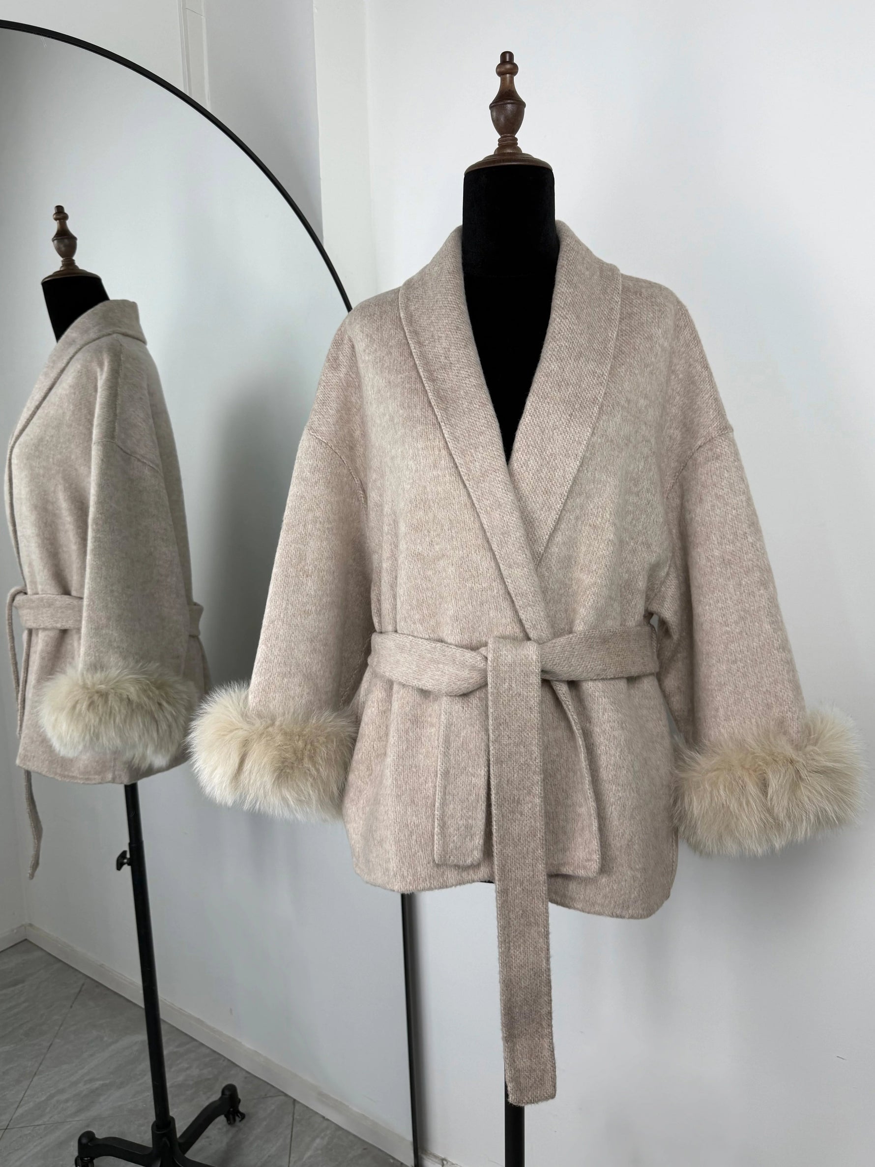 TARUXY Fuchspelz-Wollmäntel für Damen, kurzer Mantel, Bürodame, abnehmbarer, eleganter doppelseitiger Wollmantel, 2025, neue Strickjacke - flohmarkt-deutschland.shop