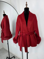 TARUXY Fuchspelz-Wollmäntel für Damen, kurzer Mantel, Bürodame, abnehmbarer, eleganter doppelseitiger Wollmantel, 2025, neue Strickjacke - flohmarkt-deutschland.shop