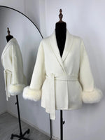 TARUXY Fuchspelz-Wollmäntel für Damen, kurzer Mantel, Bürodame, abnehmbarer, eleganter doppelseitiger Wollmantel, 2025, neue Strickjacke - flohmarkt-deutschland.shop