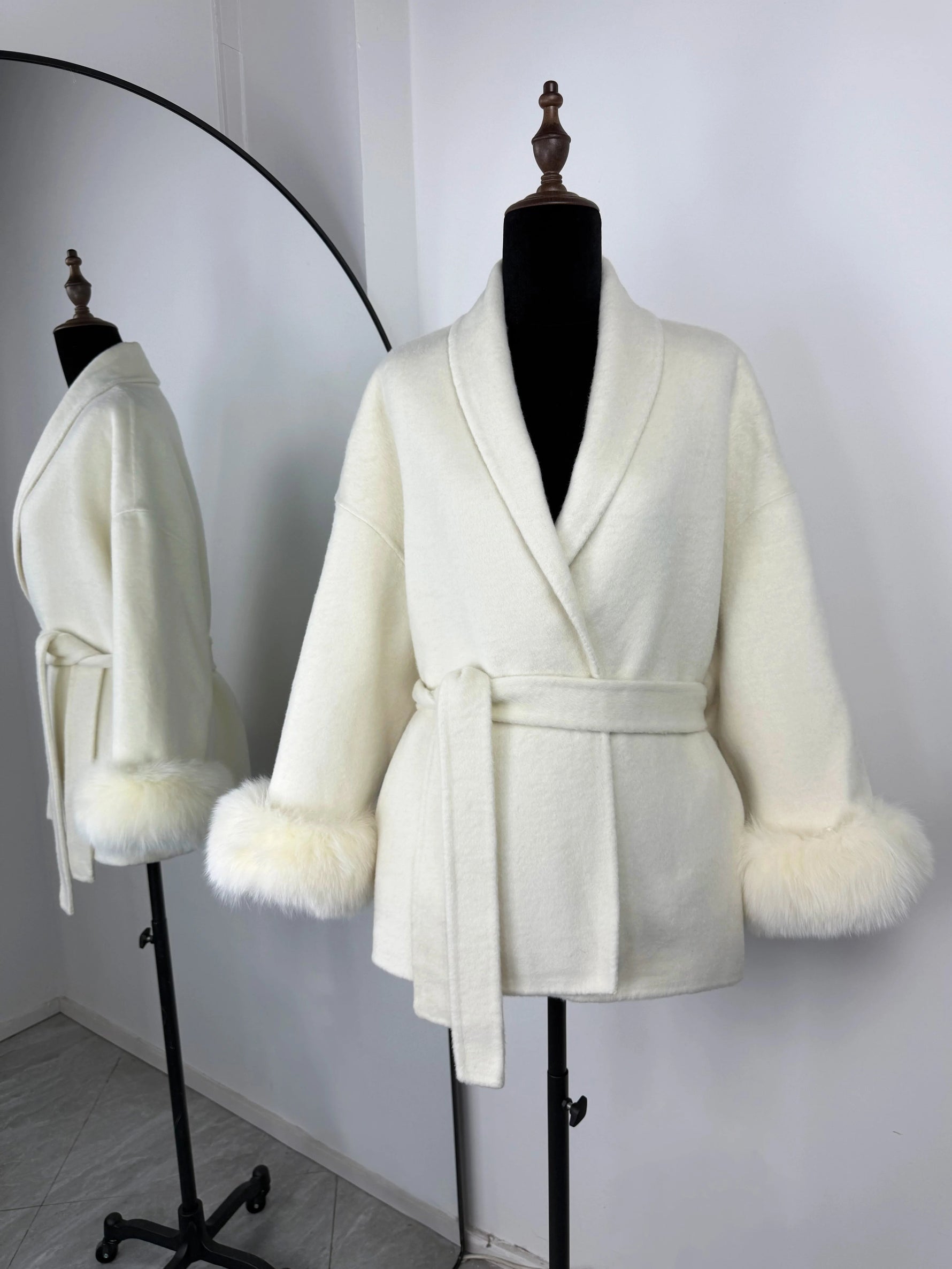 TARUXY Fuchspelz-Wollmäntel für Damen, kurzer Mantel, Bürodame, abnehmbarer, eleganter doppelseitiger Wollmantel, 2025, neue Strickjacke - flohmarkt-deutschland.shop