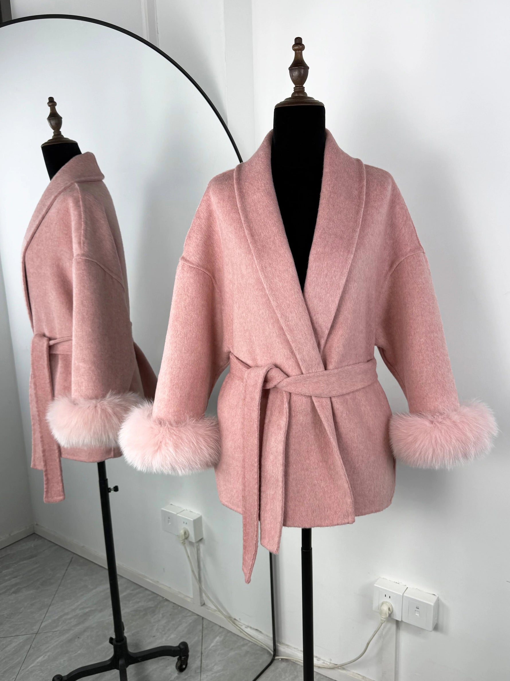 TARUXY Fuchspelz-Wollmäntel für Damen, kurzer Mantel, Bürodame, abnehmbarer, eleganter doppelseitiger Wollmantel, 2025, neue Strickjacke - flohmarkt-deutschland.shop