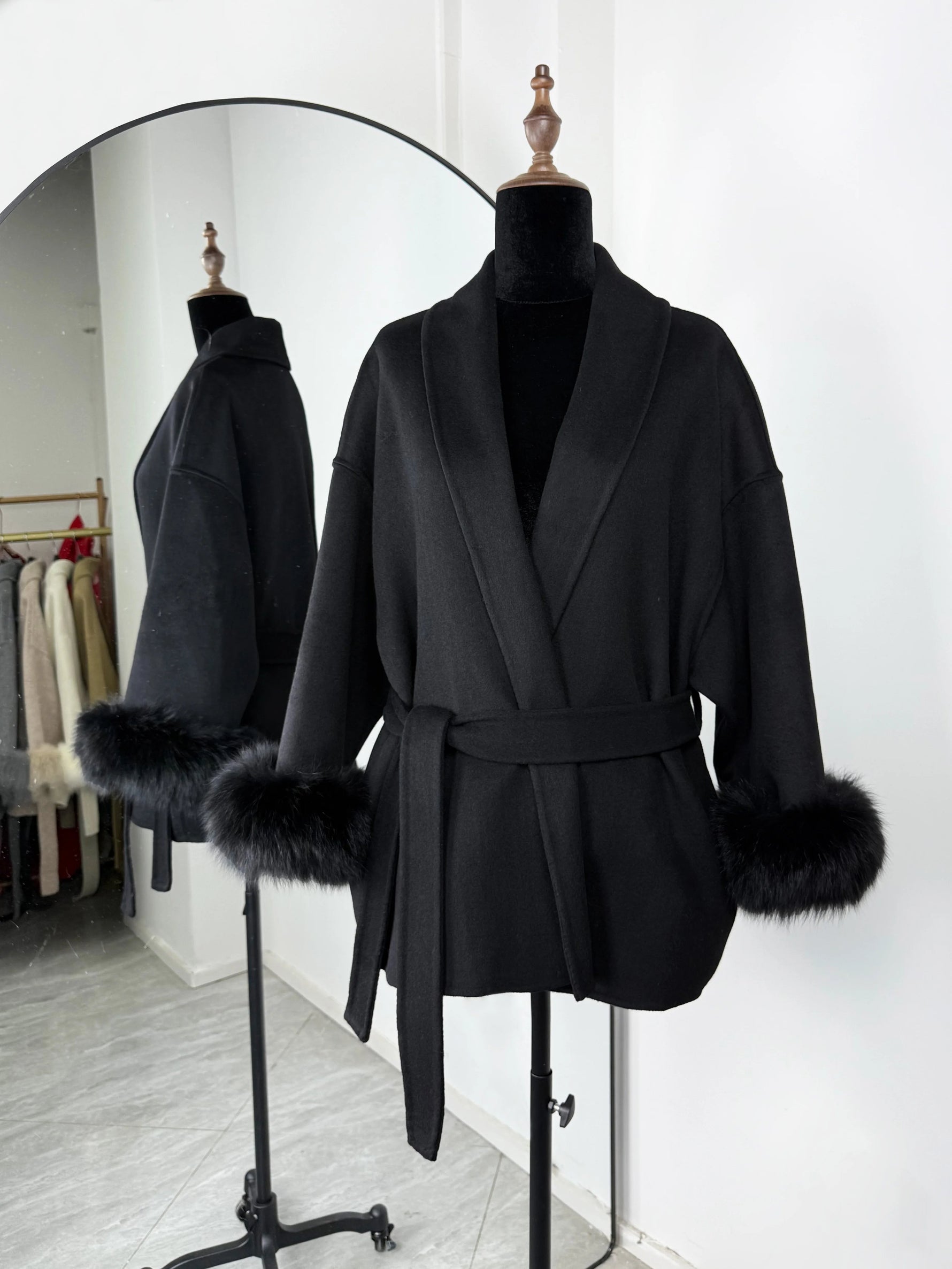 TARUXY Fuchspelz-Wollmäntel für Damen, kurzer Mantel, Bürodame, abnehmbarer, eleganter doppelseitiger Wollmantel, 2025, neue Strickjacke - flohmarkt-deutschland.shop