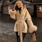 TARUXY Fuchspelz-Wollmäntel für Damen, kurzer Mantel, Bürodame, abnehmbarer, eleganter doppelseitiger Wollmantel, 2025, neue Strickjacke - flohmarkt-deutschland.shop