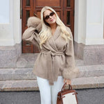TARUXY Fuchspelz-Wollmäntel für Damen, kurzer Mantel, Bürodame, abnehmbarer, eleganter doppelseitiger Wollmantel, 2025, neue Strickjacke - flohmarkt-deutschland.shop