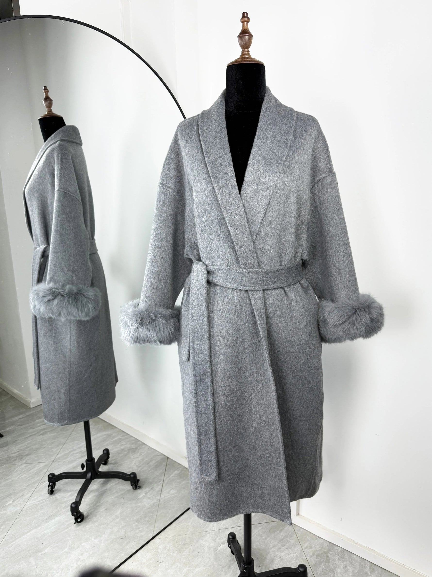 TARUXY Fuchspelz-Wollmäntel für Damen, kurzer Mantel, Bürodame, abnehmbarer, eleganter doppelseitiger Wollmantel, 2025, neue Strickjacke - flohmarkt-deutschland.shop