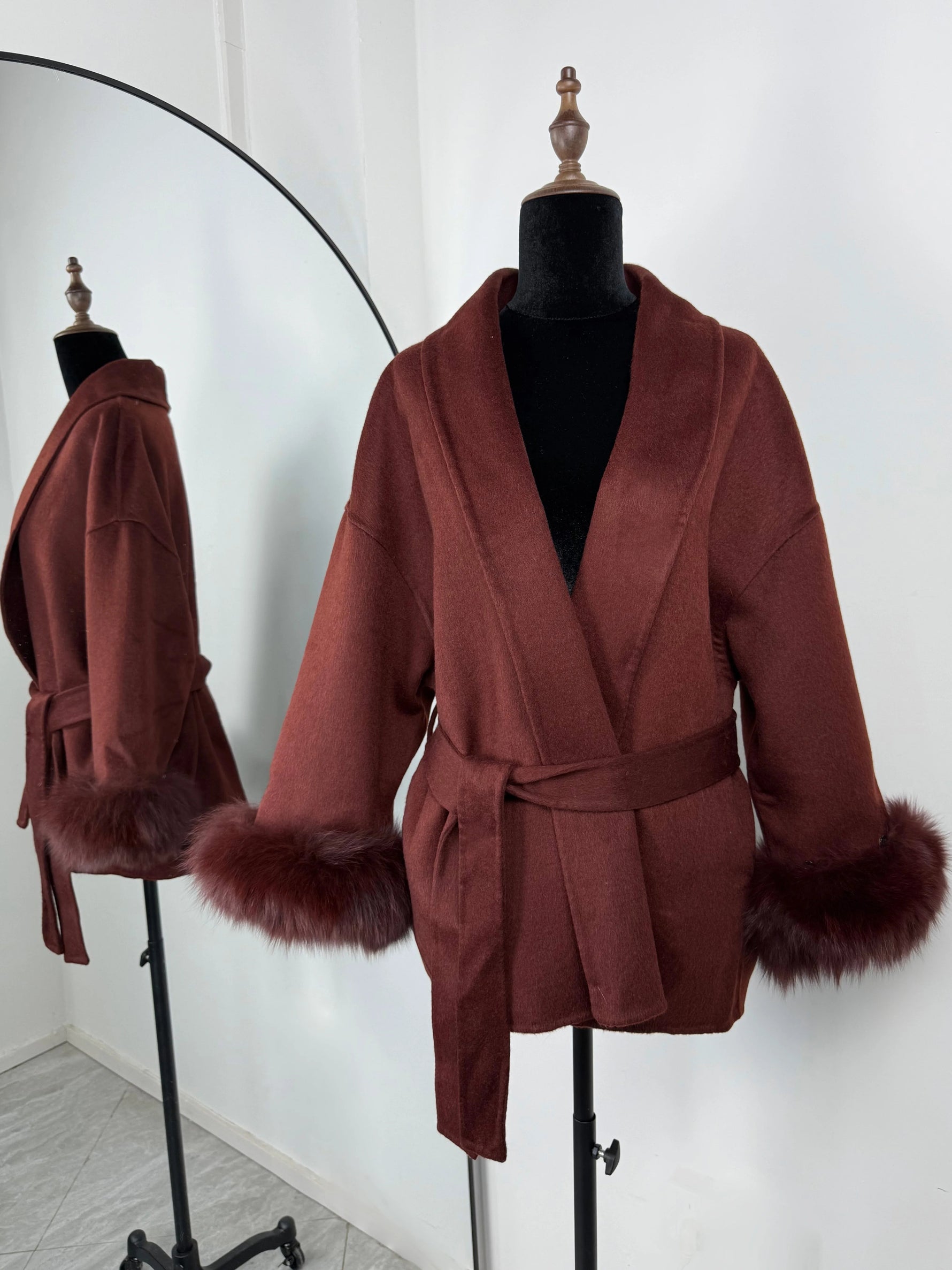 TARUXY Fuchspelz-Wollmäntel für Damen, kurzer Mantel, Bürodame, abnehmbarer, eleganter doppelseitiger Wollmantel, 2025, neue Strickjacke - flohmarkt-deutschland.shop