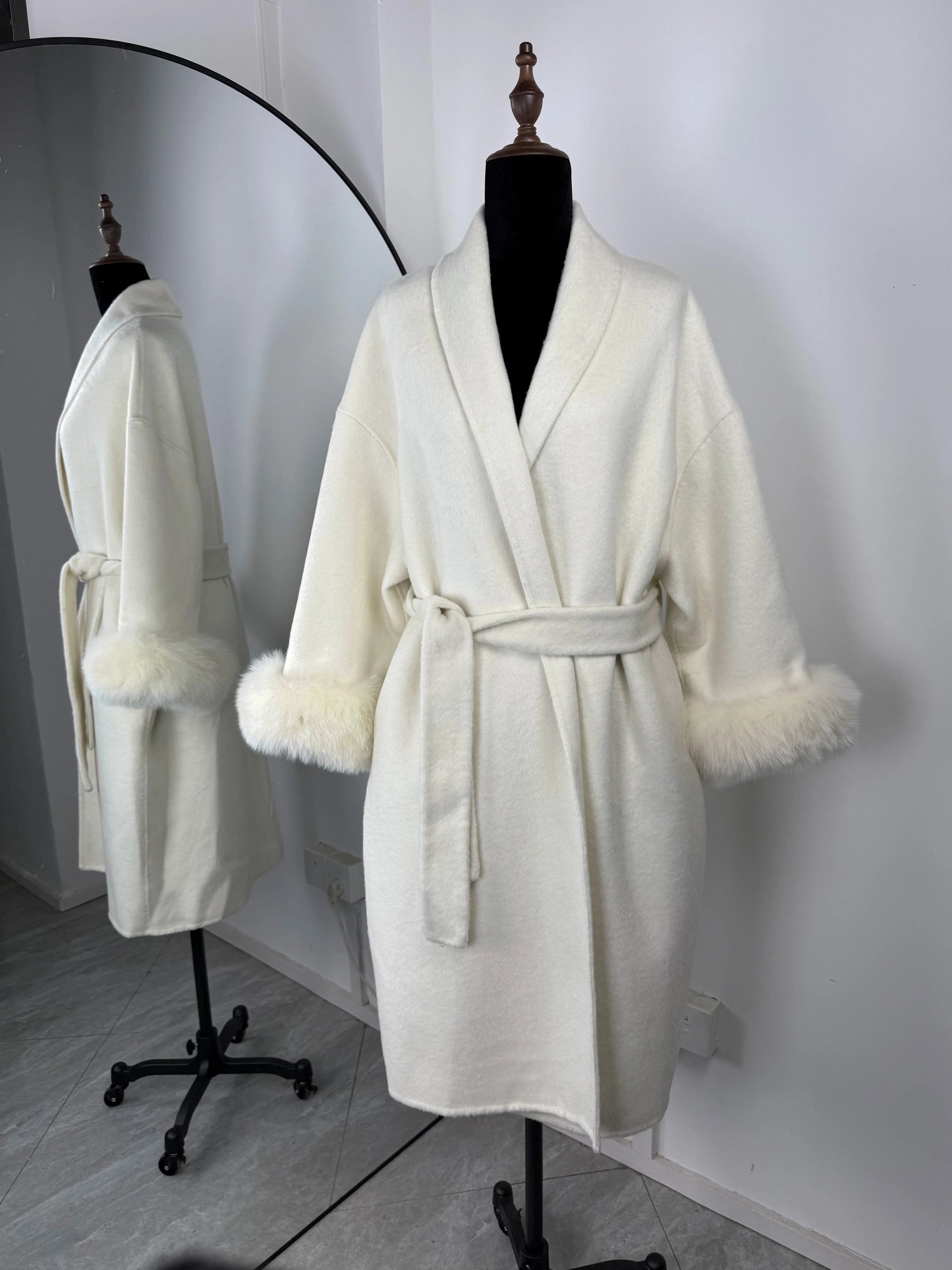 TARUXY Fuchspelz-Wollmäntel für Damen, kurzer Mantel, Bürodame, abnehmbarer, eleganter doppelseitiger Wollmantel, 2025, neue Strickjacke - flohmarkt-deutschland.shop