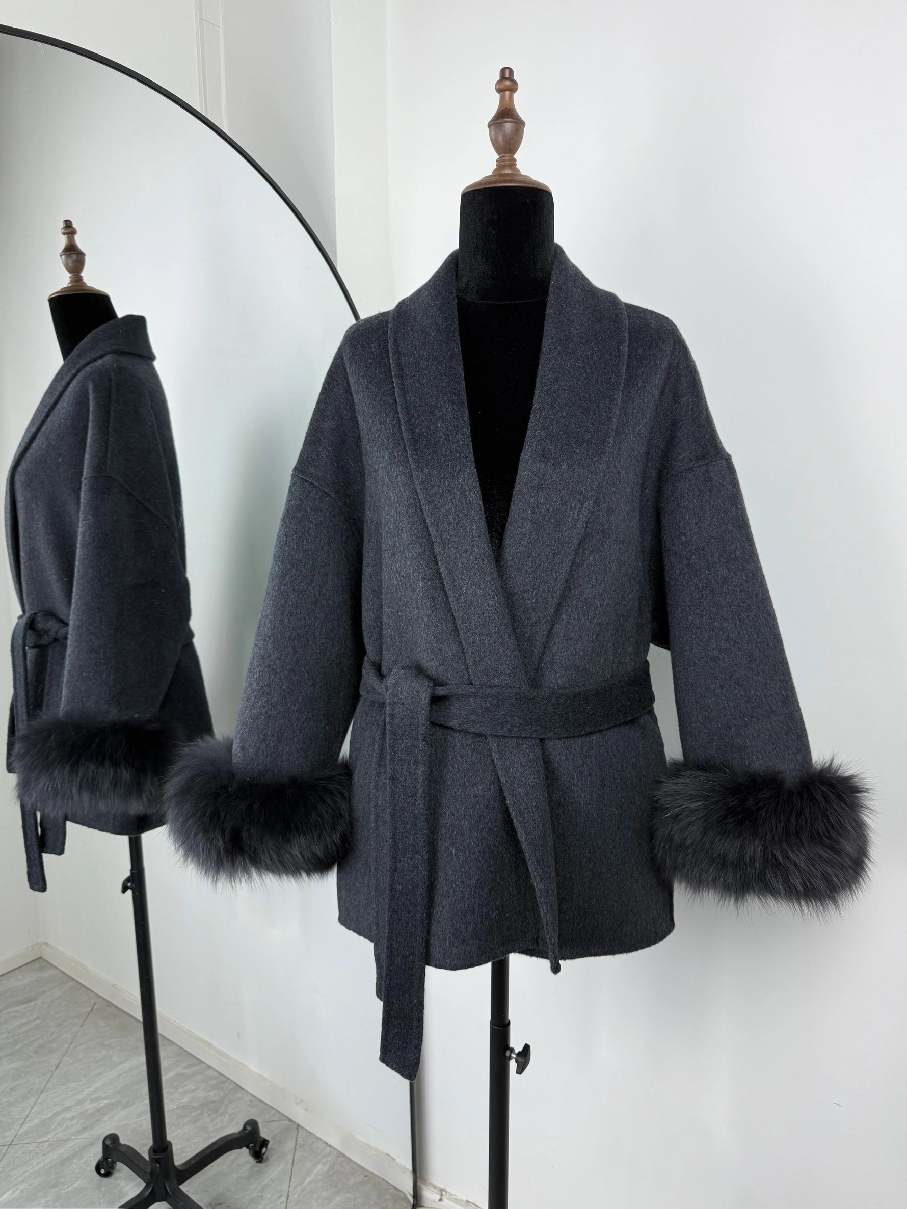 TARUXY Fuchspelz-Wollmäntel für Damen, kurzer Mantel, Bürodame, abnehmbarer, eleganter doppelseitiger Wollmantel, 2025, neue Strickjacke - flohmarkt-deutschland.shop