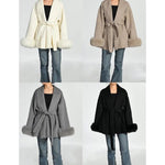 TARUXY Fuchspelz-Wollmäntel für Damen, kurzer Mantel, Bürodame, abnehmbarer, eleganter doppelseitiger Wollmantel, 2025, neue Strickjacke - flohmarkt-deutschland.shop