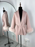 TARUXY Fuchspelz-Wollmäntel für Damen, kurzer Mantel, Bürodame, abnehmbarer, eleganter doppelseitiger Wollmantel, 2025, neue Strickjacke - flohmarkt-deutschland.shop
