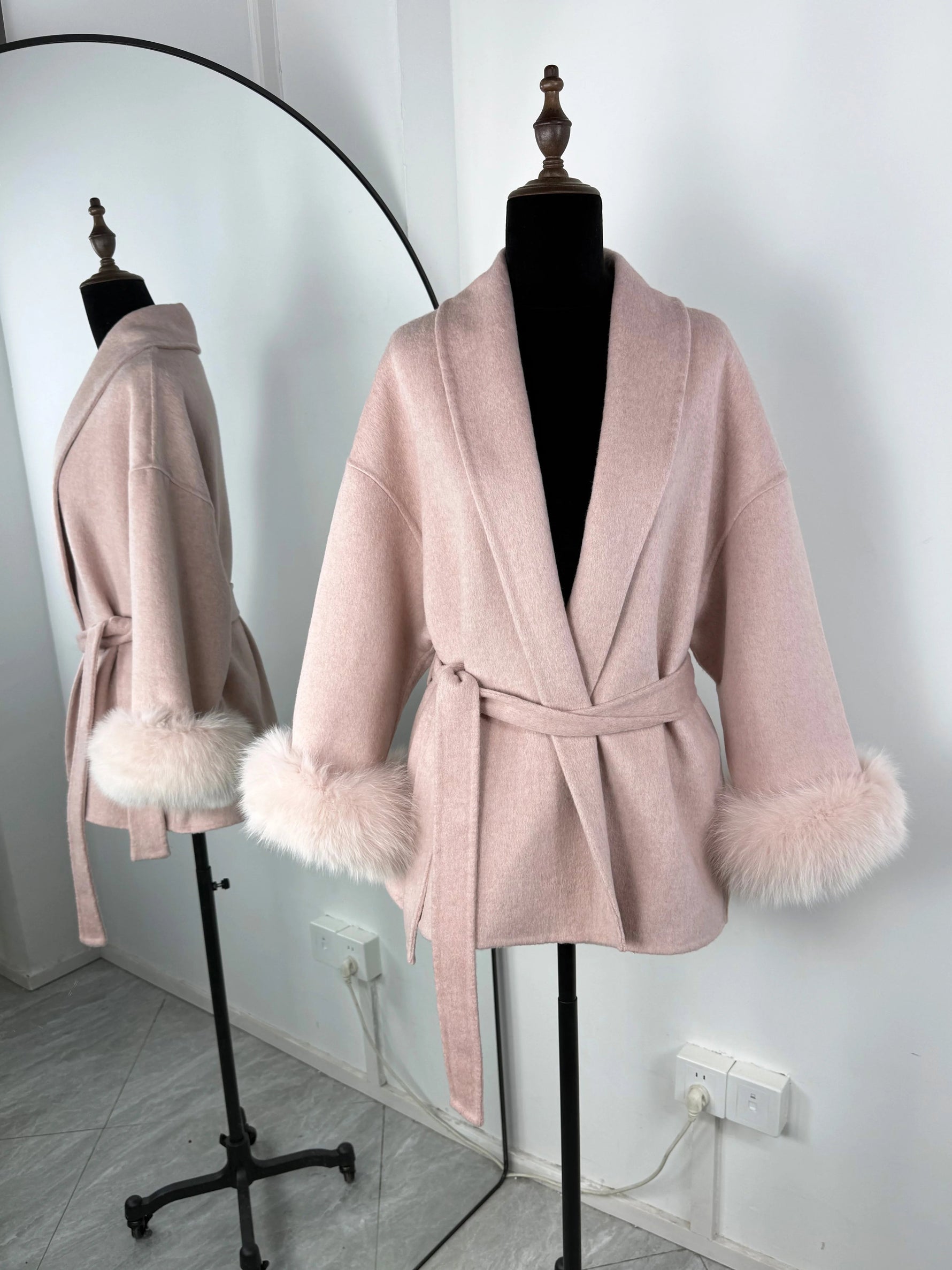 TARUXY Fuchspelz-Wollmäntel für Damen, kurzer Mantel, Bürodame, abnehmbarer, eleganter doppelseitiger Wollmantel, 2025, neue Strickjacke - flohmarkt-deutschland.shop