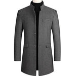 TFETTERS Casual Trench Coats Mens 2026 Solid Turn-Down Collar Woolen Coat Men Overcoat Long Jacket for Men Winter Mantel Herren - flohmarkt-deutschland.shop