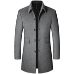 TFETTERS Casual Trench Coats Mens 2026 Solid Turn-Down Collar Woolen Coat Men Overcoat Long Jacket for Men Winter Mantel Herren - flohmarkt-deutschland.shop