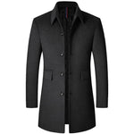TFETTERS Casual Trench Coats Mens 2026 Solid Turn-Down Collar Woolen Coat Men Overcoat Long Jacket for Men Winter Mantel Herren - flohmarkt-deutschland.shop