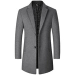 TFETTERS Casual Trench Coats Mens 2026 Solid Turn-Down Collar Woolen Coat Men Overcoat Long Jacket for Men Winter Mantel Herren - flohmarkt-deutschland.shop
