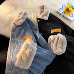 Thick Warm Lamb Fleece Lined Denim Jacket Men Winter Windbreaker Jackets Outwear Jeans Coats Male Multi-pockets Cowboy Clothing - flohmarkt-deutschland.shop