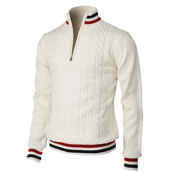 Thickened version2025 Autumn and Winter Men's Quarter-Zip Sweater Pure Cotton Mock Neck Knit Long Sleeve Pullover Sweater - flohmarkt-deutschland.shop
